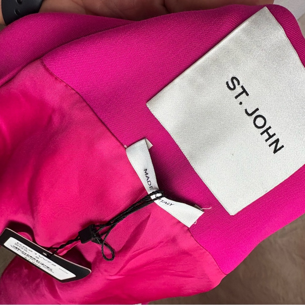 NEW St. John Fuchsia Wool Tailored Open Blazer - Picture 11 of 15